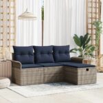 vidaXL Súprava záhradných pohoviek 4 pcs Šedá a námornícka modrá