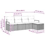 vidaXL Sada pohoviek 5 pcs Šedá a námornícka modrá polyratan – Obrázok 9