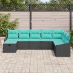 vidaXL Súprava záhradných pohoviek s vankúšom 8 pcs Čierna Poly ratan – Obrázok 3