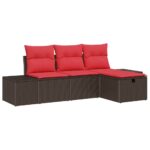 vidaXL Súprava záhradných pohoviek s vankúšom 4 pcs polyratan – Obrázok 2