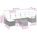vidaXL Súprava záhradných pohoviek s vankúšom 8 pcs Čierna polyratan – Obrázok 11