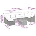 vidaXL Súprava záhradných pohoviek s vankúšom 8 pcs Čierna polyratan – Obrázok 11