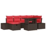 vidaXL Súprava záhradných pohoviek s vankúšom 7 pcs polyratan – Obrázok 2