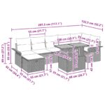 vidaXL Súprava záhradných pohoviek s vankúšom 8 pcs Sivá polyratan – Obrázok 13
