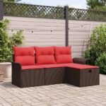 vidaXL Súprava záhradných pohoviek s vankúšom 4 pcs Poly ratan