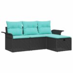 vidaXL Súprava záhradných pohoviek s vankúšom 4 pcs Poly ratan – Obrázok 2