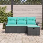 vidaXL Súprava záhradných pohoviek s vankúšom 4 pcs Poly ratan – Obrázok 3