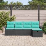 vidaXL Súprava záhradných pohoviek s vankúšom 5 pcs Poly ratan – Obrázok 3