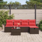 vidaXL Súprava záhradných pohoviek s vankúšom 6 pcs Poly ratan – Obrázok 3