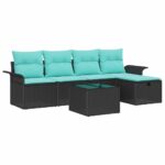 vidaXL Súprava záhradných pohoviek s vankúšom 6 pcs Poly ratan – Obrázok 2