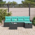 vidaXL Súprava záhradných pohoviek s vankúšom 6 pcs Poly ratan – Obrázok 3