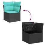 vidaXL Súprava záhradných pohoviek s vankúšom 7 pcs Čierna Poly ratan – Obrázok 13