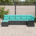 vidaXL Súprava záhradných pohoviek s vankúšom 7 pcs Poly ratan – Obrázok 3