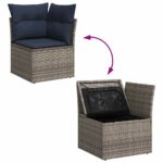 vidaXL Súprava záhradných pohoviek s vankúšom 8 pcs Sivá Poly ratan – Obrázok 13