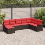 vidaXL Súprava záhradných pohoviek s vankúšom 8 pcs Poly ratan