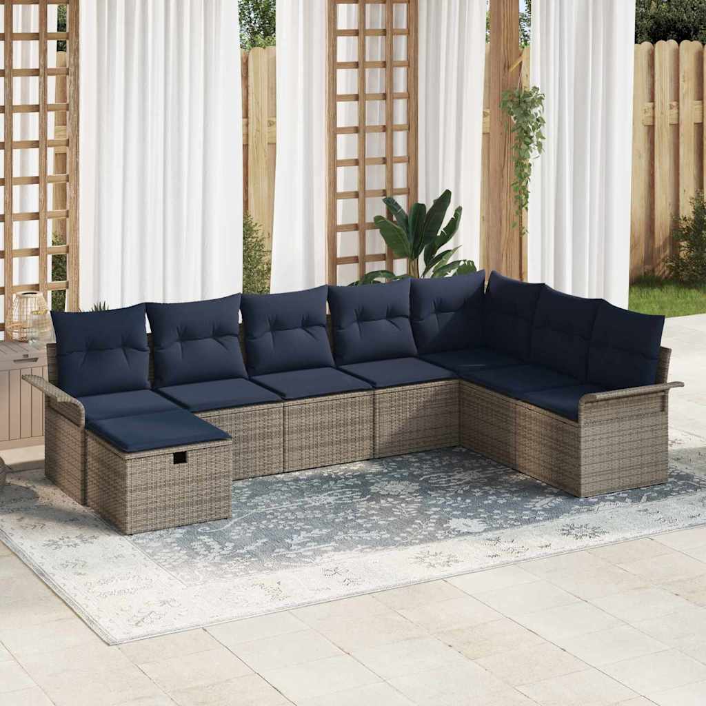 3360266_1.jpg vidaXL Súprava záhradných pohoviek s vankúšom 8 pcs Poly ratan – Obrázok 1