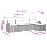 vidaXL Súprava záhradných pohoviek s vankúšom 5 pcs Hnedá polyratan – Obrázok 12