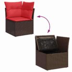 vidaXL Súprava záhradných pohoviek s vankúšom 7 pcs Hnedá polyratan – Obrázok 13