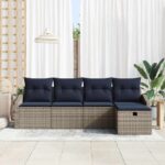 vidaXL Sada pohoviek s vankúšom 5 pcs polyratan – Obrázok 3
