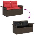 vidaXL Súprava záhradných pohoviek s vankúšom 8 pcs Hnedá Poly ratan – Obrázok 12
