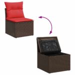 vidaXL Súprava záhradných pohoviek s vankúšom 8 pcs Hnedá Poly ratan – Obrázok 13