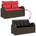 vidaXL Súprava záhradných pohoviek s vankúšom 6 pcs Hnedá Poly ratan – Obrázok 11