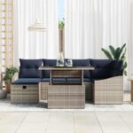 vidaXL Súprava záhradných pohoviek 7 pcs Sivá polyratan – Obrázok 3