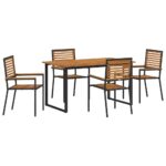vidaXL Záhradný jedálenský set 5 pcs Čierna Pevné akáciové drevo – Obrázok 2