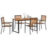 vidaXL Záhradný jedálenský set 5 pcs Čierna Pevné akáciové drevo – Obrázok 3