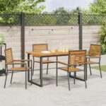 vidaXL Záhradný jedálenský set 5 pcs Čierna Pevné akáciové drevo – Obrázok 4