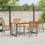vidaXL Záhradný jedálenský set 5 pcs Sivá Pevné akáciové drevo – Obrázok 4