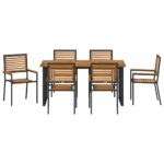 vidaXL Záhradný jedálenský set 7 pcs Čierna Pevné akáciové drevo – Obrázok 7
