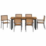 vidaXL Záhradný jedálenský set 7 pcs Čierna Pevné akáciové drevo – Obrázok 7