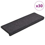 vidaXL Schodové rohože 30 ks 65x21x4 cm antracitové s obdĺžnikovým okrajom