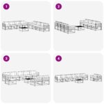 vidaXL Záhradná súprava gaučov s vankúšom 9 pcs Prírodná a krémová – Obrázok 7