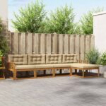 vidaXL Záhradná súprava gaučov s vankúšom 5 pcs Prírodná a béžová
