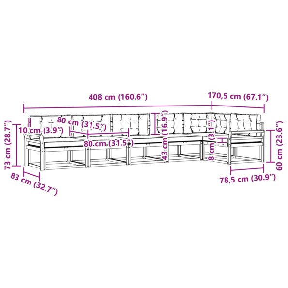 vidaXL Záhradná súprava gaučov s vankúšom 6 pcs Prírodná a béžová – Obrázok 9