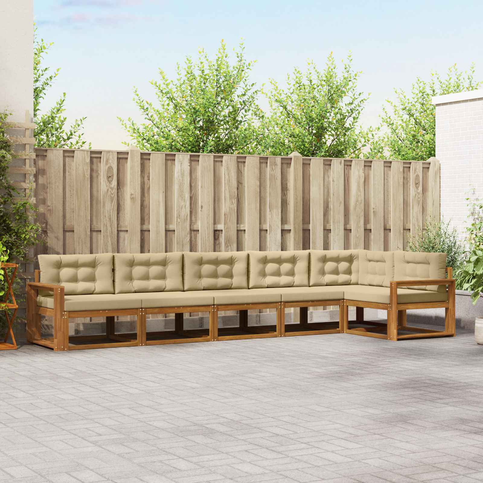 3367656_1.jpg vidaXL Záhradná súprava gaučov s vankúšom 6 pcs Prírodná a béžová – Obrázok 1