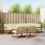 vidaXL Záhradná súprava gaučov s vankúšom 7 pcs Prírodná a krémová