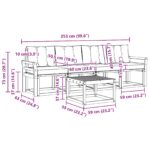 vidaXL Záhradná súprava gaučov s vankúšom 5 pcs Prírodná a krémová – Obrázok 8