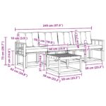 vidaXL Záhradná súprava gaučov s vankúšom 5 pcs Prírodná a béžová – Obrázok 8