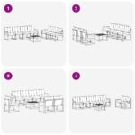 vidaXL Záhradná súprava gaučov s vankúšom 8 pcs Prírodná a béžová – Obrázok 8