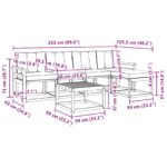 vidaXL Záhradná súprava gaučov s vankúšom 6 pcs Prírodná a krémová – Obrázok 10