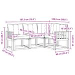 vidaXL Záhradná súprava gaučov s vankúšom 4 pcs Prírodná a béžová – Obrázok 8