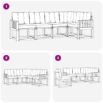 vidaXL Záhradná súprava gaučov s vankúšom 5 pcs Prírodná a svetlosivá – Obrázok 8