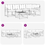 vidaXL Záhradná súprava gaučov s vankúšom 6 pcs Prírodná a béžová – Obrázok 10