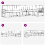 vidaXL Záhradná súprava gaučov s vankúšom 6 pcs Prírodná a béžová – Obrázok 8