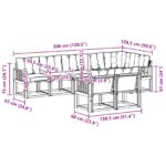 vidaXL Záhradná súprava gaučov s vankúšom 8 pcs Prírodná a svetlosivá – Obrázok 9