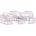 vidaXL Záhradná súprava gaučov s vankúšom 9 pcs Prírodná a čierna – Obrázok 12