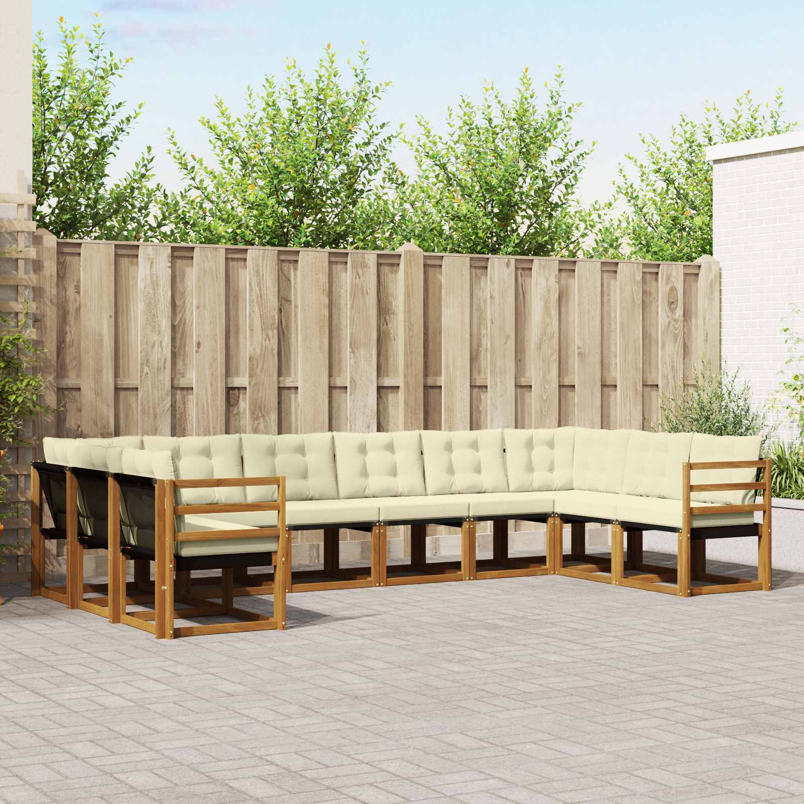 3369085_1.jpg vidaXL Záhradná súprava gaučov s vankúšom 10 pcs Prírodná a krémová – Obrázok 1